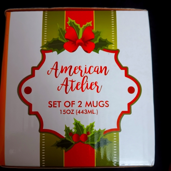 🎄HOLIDAY MUGS- AMERICAN ATELIER SET OF 2 🎄🎅 - Picture 4 of 6